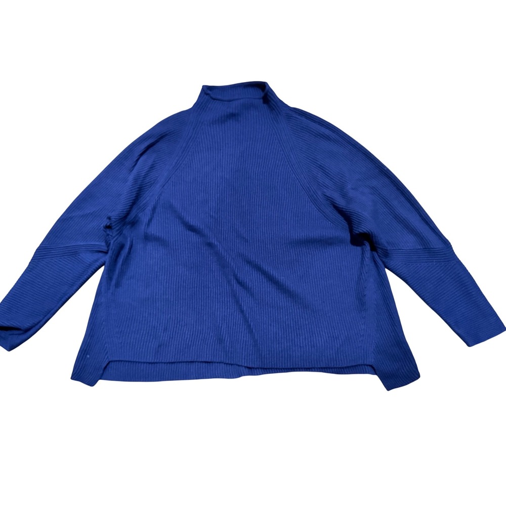 Elie Tahari Blueberry Ribbed Mock Neck Sweater XL Women's Knit Pullover